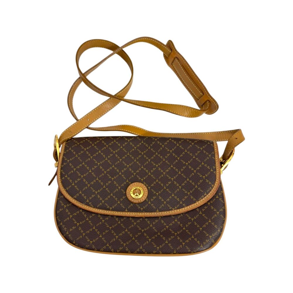 La Tour Eiffel Brown Leather Crossbody Purse Handbag Bag